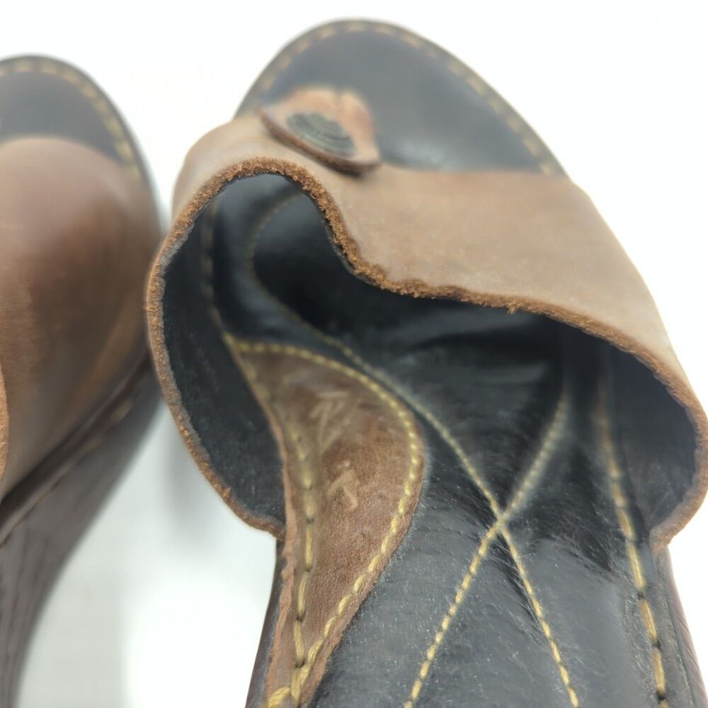 Born Women's Brown Leather Wedge Thong Sandal Size 9 Boho Comfort - Picture 9 of 13